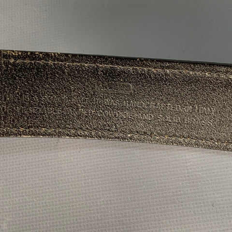 COACH Size 34 Black Silver Leather Brass Belt