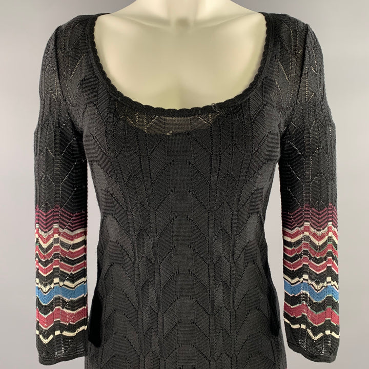 M MISSONI Size 2 Black Viscose Wool Blend Lace Scoop Neck Dress