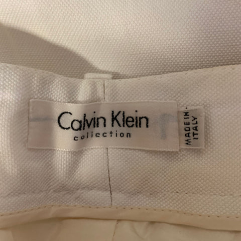 CALVIN KLEIN Size 8 White Linen Viscose Bermuda Shorts