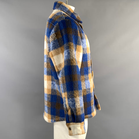 KITH FW2023 Size L Blue Tan & White Gingham Polyester Pointed Collar Jacket