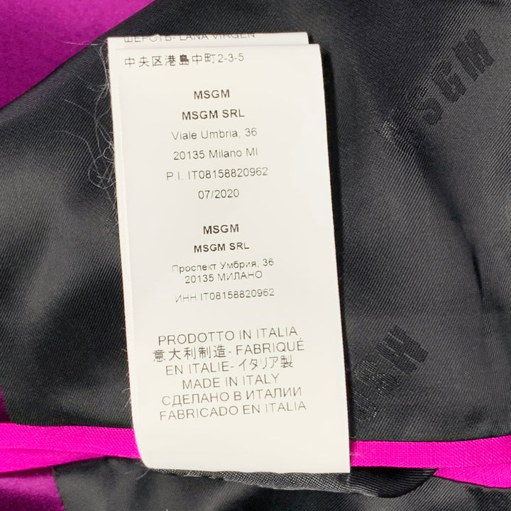 MSGM Size 8 Magenta Wool Blend Shawl Collar Jacket Blazer