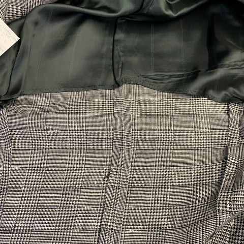 GIANNI VERSACE Vintage Size 36 Black White Glenplaid Linen Cotton Oversized Pleated Suit