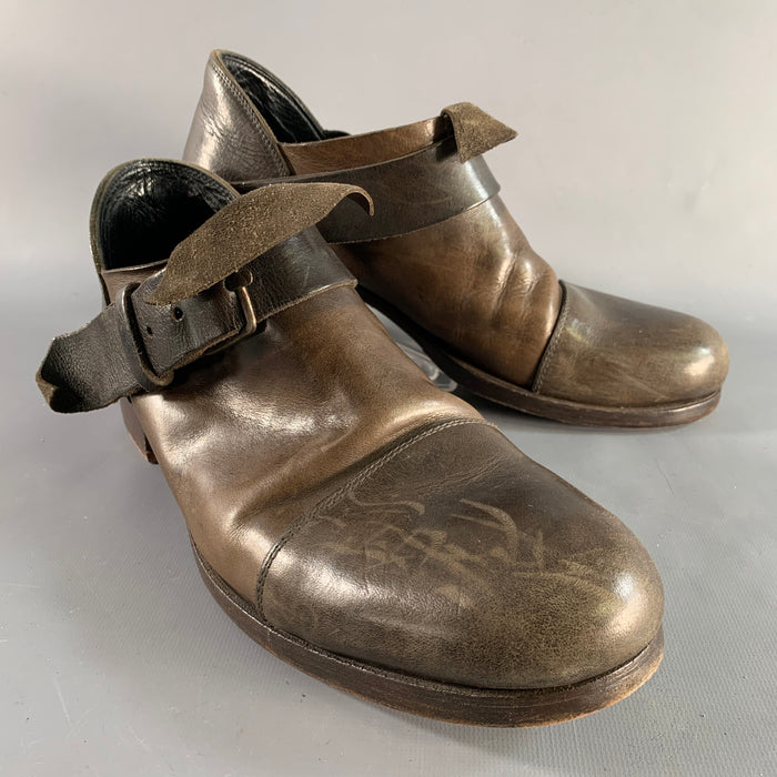 M.A+ Mocassins en cuir marron à boucle Taille 10