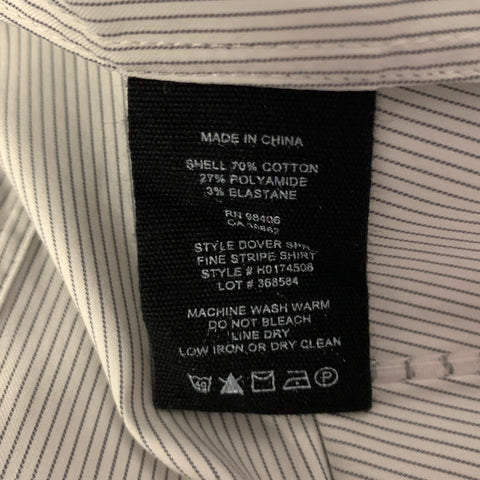 THEORY Size S White Grey Pinstripe Cotton Blend Spread Collar Long Sleeve Shirt