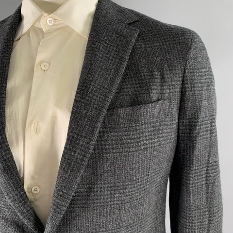 RALPH LAUREN Size 42 Grey Black Glen Check Wool Notch Lapel Sport Coat