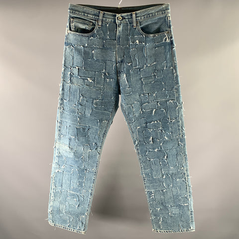 LEVI'S Size 32 Blue Organic Cotton Patchwork Jeans