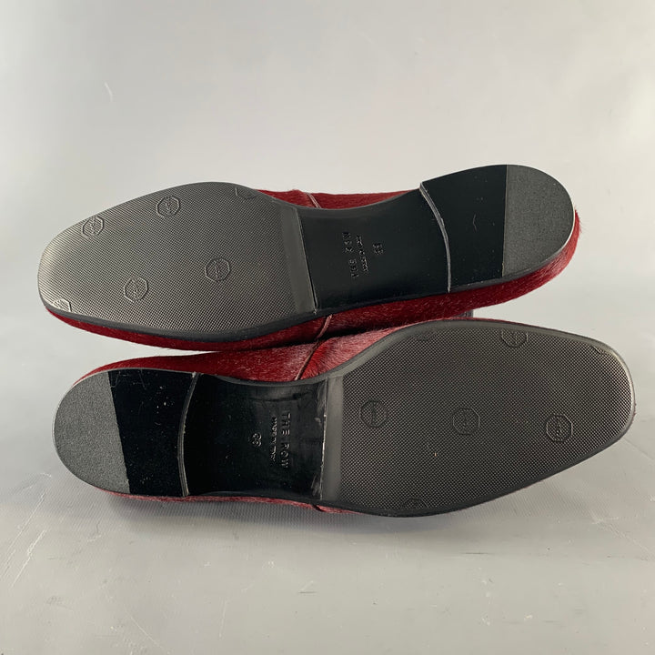 THE ROW Size 8 Burgundy Pony Hair Loafer Flats