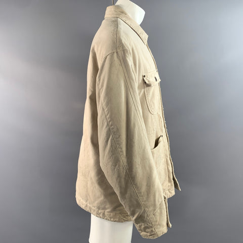 VISVIM Size M Beige Distressed Cotton Military Jacket