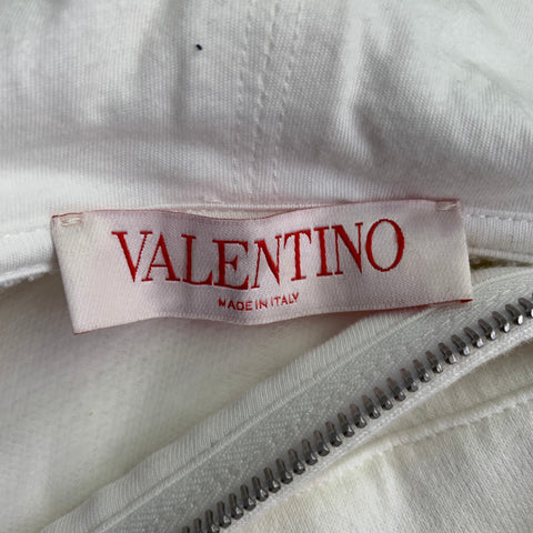 VALENTINO Size S White Cut Out Cotton Polyamide Oversized Hoodie Jacket