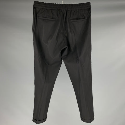 PS by PAUL SMITH Size 32 Black Wool Blend Cuffed Drawstring Casual Pants