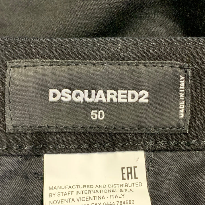 DSQUARED2 Size 34 Black Silver Denim Zippers Button Fly Biker Casual Pants