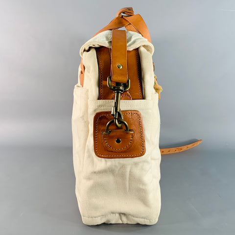 FILSON Cream Tan Canvas Leather Top Handles Crossbody Bag