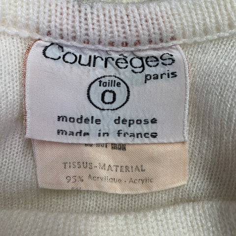 COURREGES Size 0 Cream Grey Acrylic Blend Textured Long Sleeve Pullover
