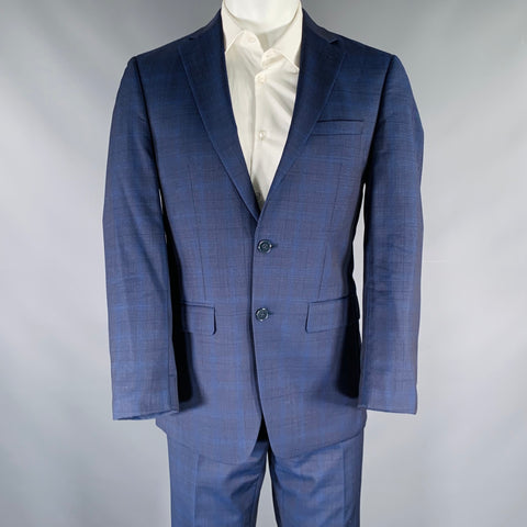 CALVIN KLEIN Size 40 Blue Navy Wool Single Breasted Suit