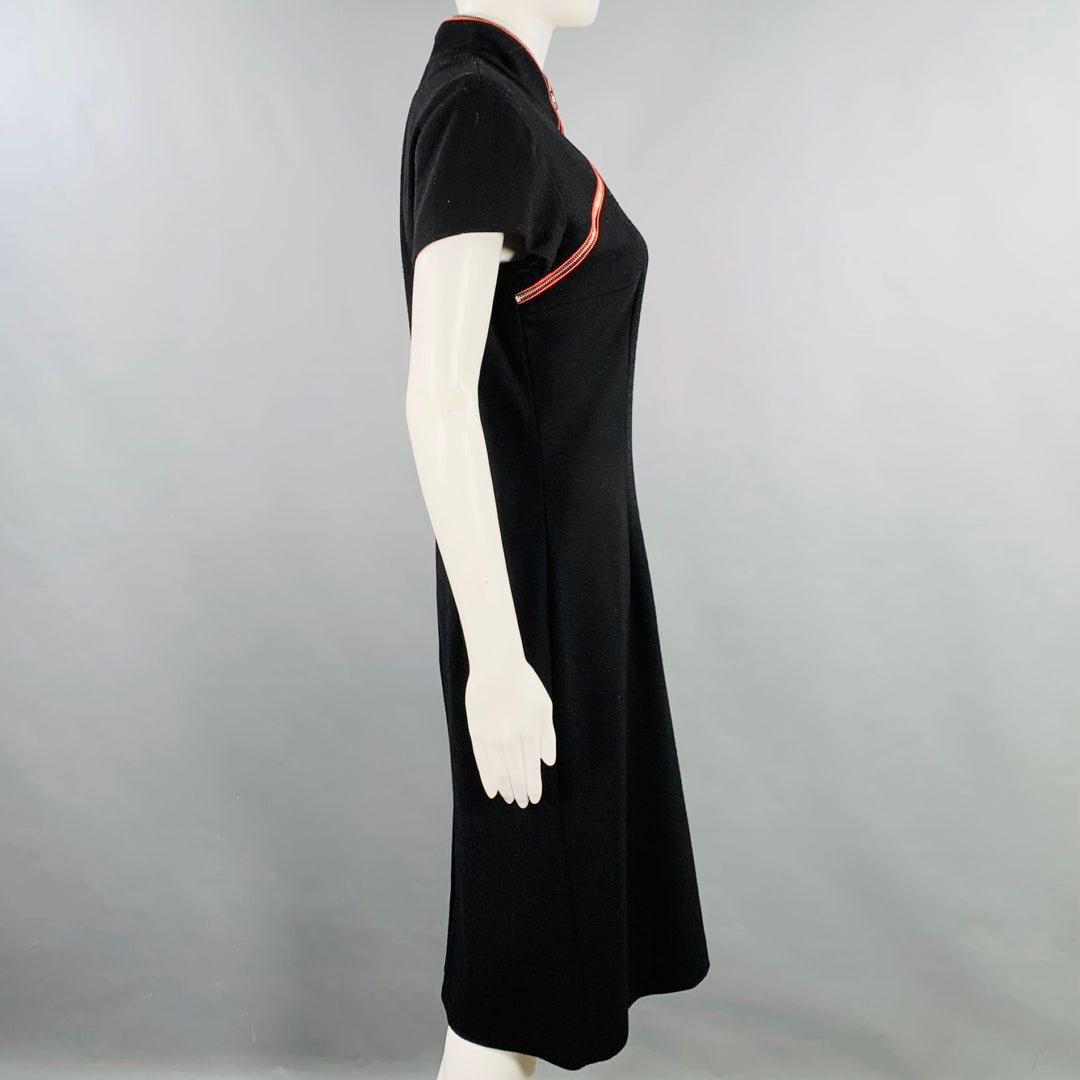 ALEXANDER MCQUEEN Size 8 Black Red Acetate Silk Contrast Trim Qipao Dress