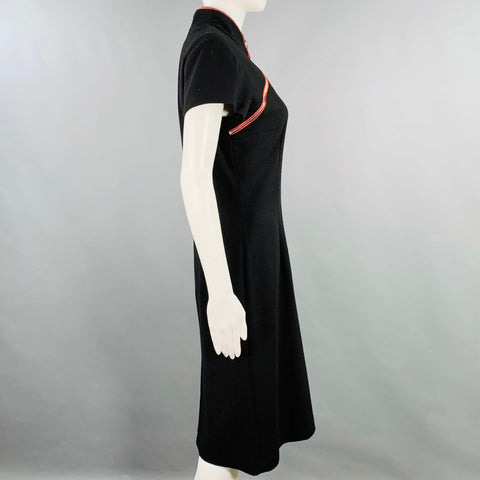 ALEXANDER MCQUEEN Size 8 Black Red Acetate Silk Contrast Trim Qipao Dress