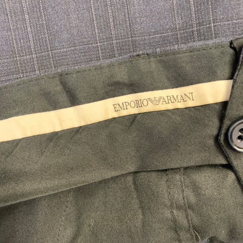 EMPORIO ARMANI Size 34 Navy Plaid Wool Slim Tapered Zip Fly Dress Pants