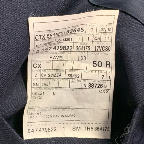 Veste de sport Ermenegildo Zegna en twill de laine marine, revers crantés, taille 40 Regular