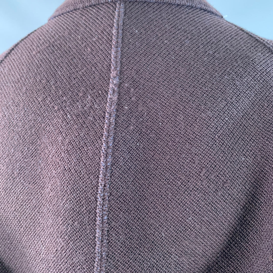 ALAIA Navy Brown Reversible Wool Knit Snap Capelet Scarf Shawl