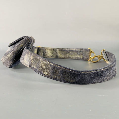 JAMES DRAKE Grey Gold Metallic Leather Micro Belt Bag