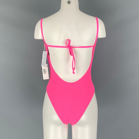 FRANKIES BIKINIS Size XS Pink Nylon Spandex Ribbed Swimsuit