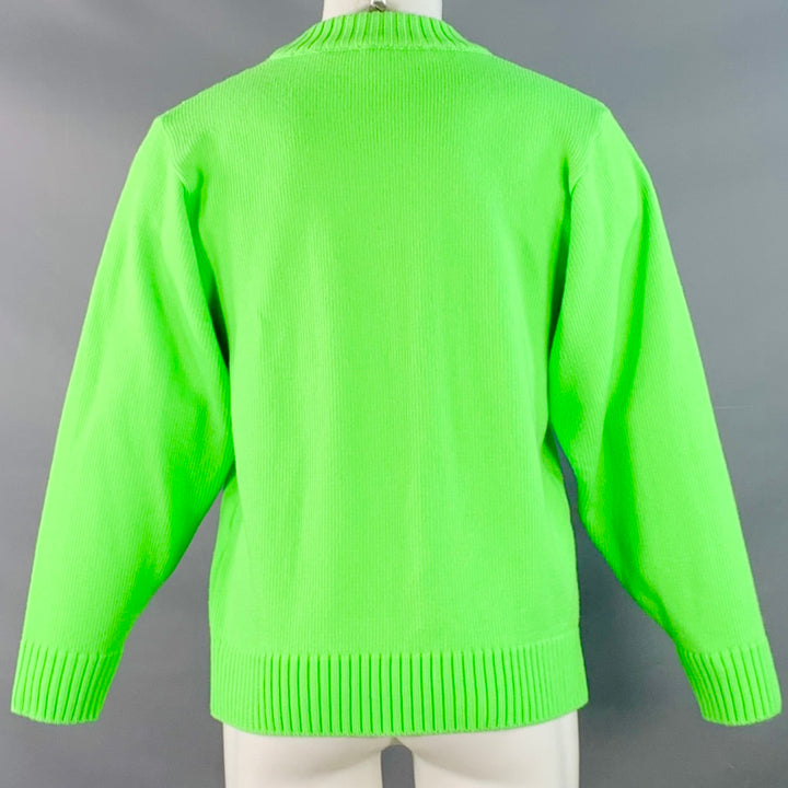 ROBYN LYNCH Size S Neon Green Merino Wool Cashmere Crew Neck Sweater