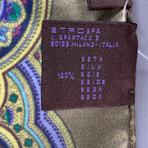 ETRO Multi Color Paisley Silk Pocket Square