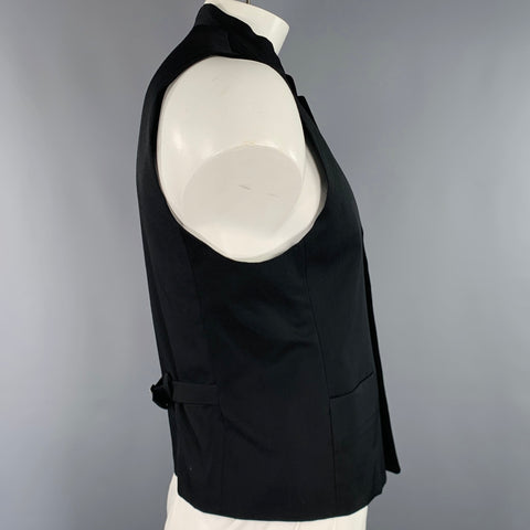 ISSEY MIYAKE Gilet Col Mao en Laine Noire Taille 40