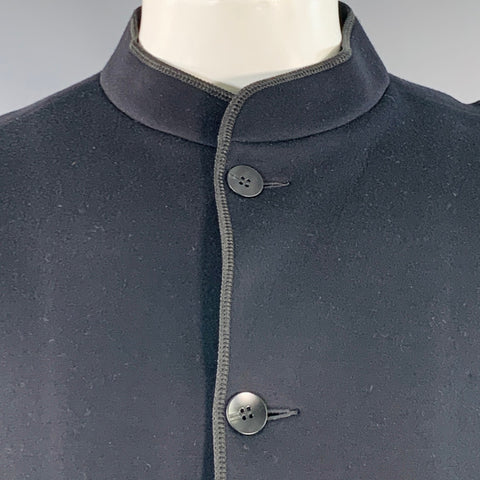 ARMANI COLLEZIONI Size L Black Viscose Nehru Collar Jacket