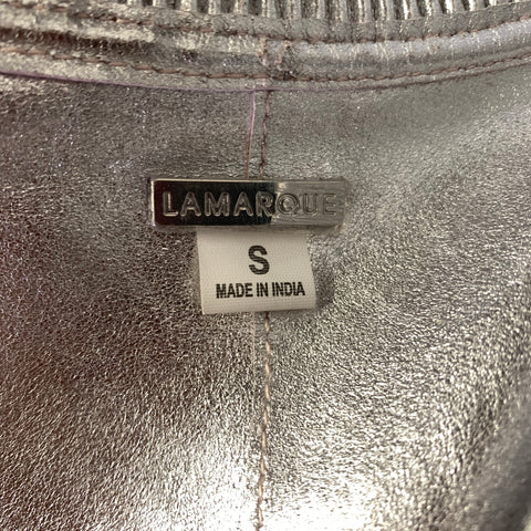 LAMARQUE Size S Silver Pink Leather Metallic Cropped Jacket