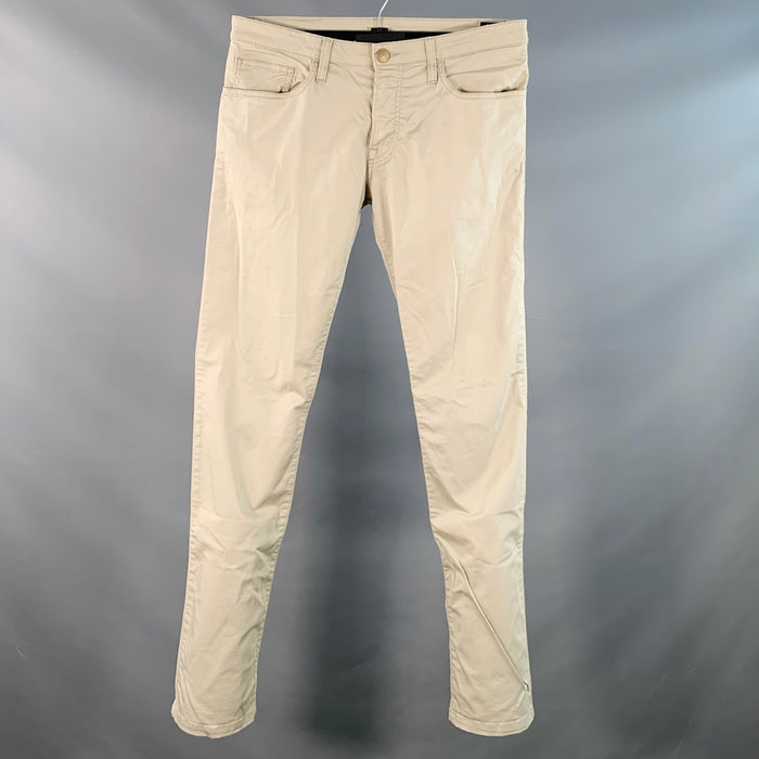 EMPORIO ARMANI Size 33 Beige Cotton Blend Slim Straight Button Fly Casual Pants