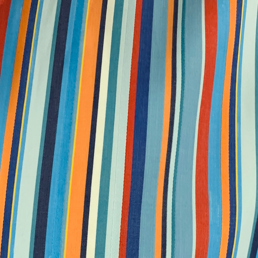 ETRO Camisa de manga larga con botones de algodón a rayas multicolores azules talla L