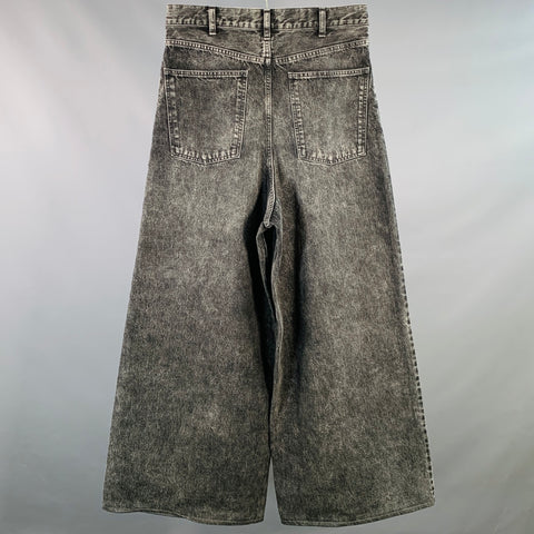 CELINE Size 29 Black Wash Denim Zip Fly Wide Leg Baggy Jeans
