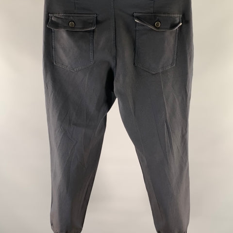 SAGE DE CRET Size 36 Navy Polyester Elasticated Cuff Casual Pants