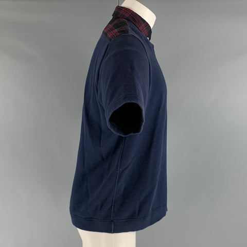 SACAI Taille M Marine Bourgogne Tissus Mélangés Coton Sweat Manches Courtes