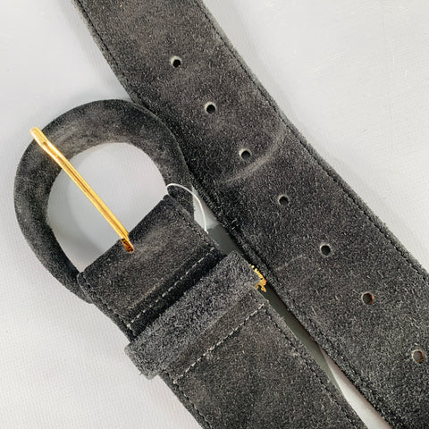 GIORGIO ARMANI Black Suede Covered Buckle Belt