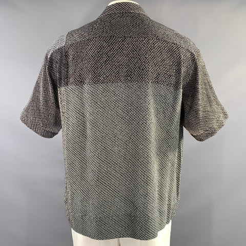 VISVIM Size XL Navy White Silk Camp Short Sleeve Shirt