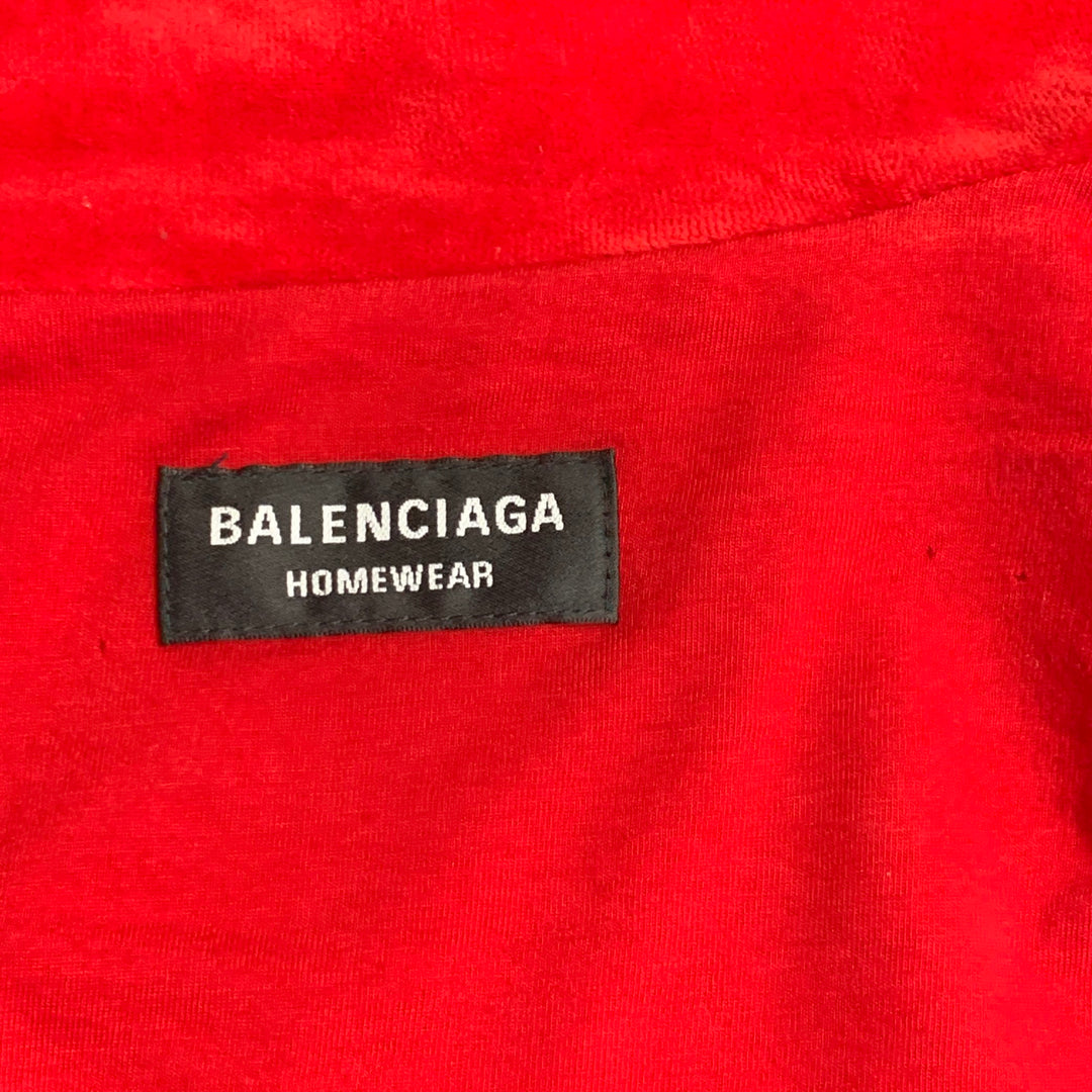BALENCIAGA Size M Red Embroidery Cotton Blend Oversized Zip Up Jacket