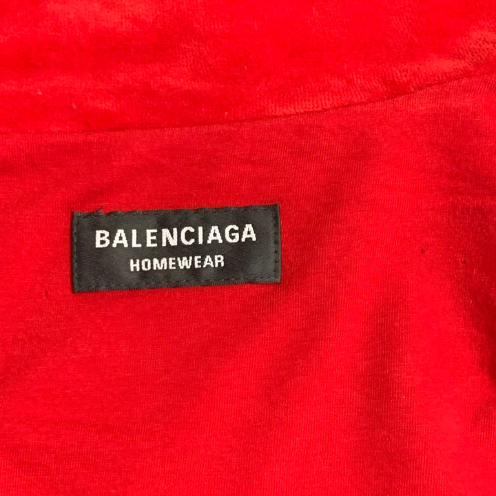 BALENCIAGA Size M Red Embroidery Cotton Blend Oversized Zip Up Jacket