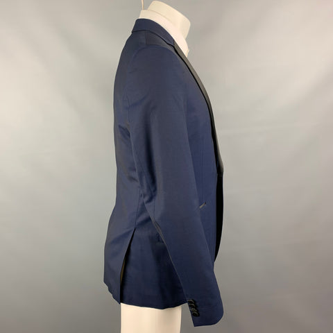 THEORY Size 40 Regular Navy & Black Wool Notch Lapel Sport Coat