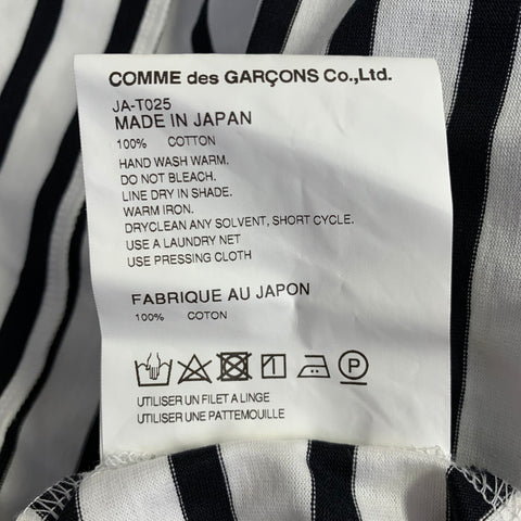 JUNYA WATANABE Size M White Black Cotton Stripe Asymmetrical T-Shirt