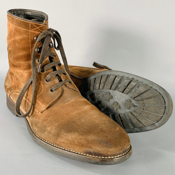 TO BOOT NY Size 8 Brown Roughout Leather Lace-Up Ankle Boots