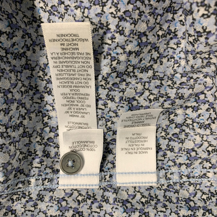 PAUL SMITH Size XL Blue Abstract Print Cotton Button Up Long Sleeve Shirt