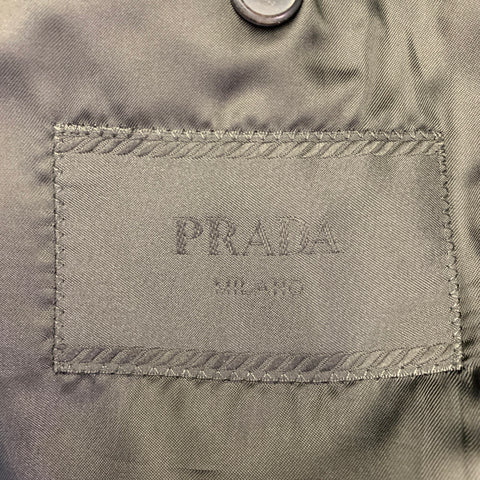 PRADA Size 42 Black Polyester Blend Twill Single Breasted Notch Lapel Suit