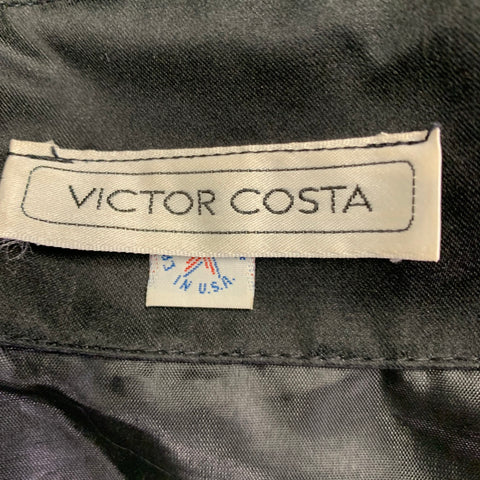 VICTOR COSTA Size 4 Black Silk Rayon Ruched Off-Shoulder Cocktail Dress