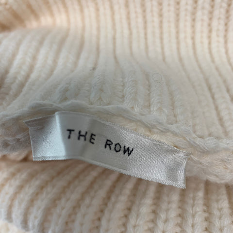 THE ROW Size XS Cream Wool Ribbed Turtleneck Sweater