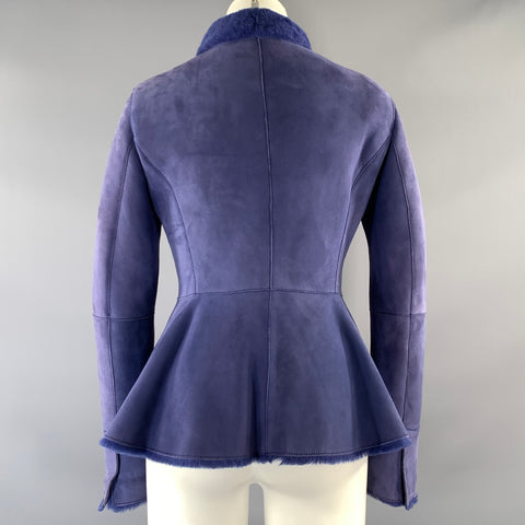 ARMANI COLLEZIONI Size 6 Purple Lavender Shearling UMGO3P UMPO2 Sheepskin Coat