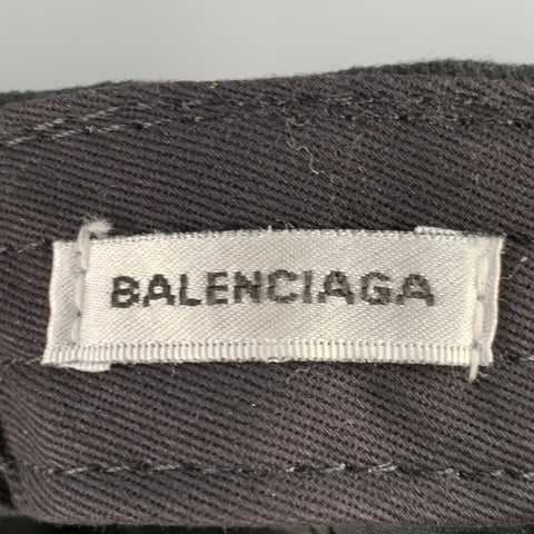 BALENCIAGA Black White Cotton Embroidered Logo Baseball Cap Hat