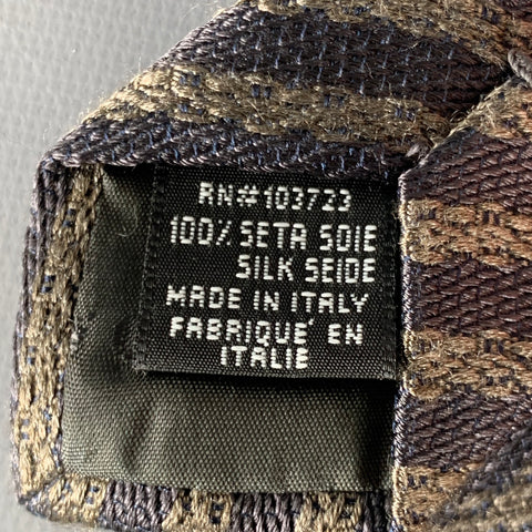 ARMANI COLLEZIONI Black Taupe Diagonal Stripe Silk Woven Tie