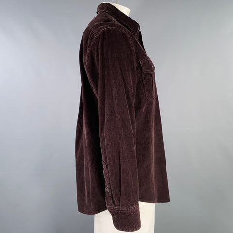 FILSON Size L Brown Corduroy Cotton Two Pockets Long Sleeve Shirt
